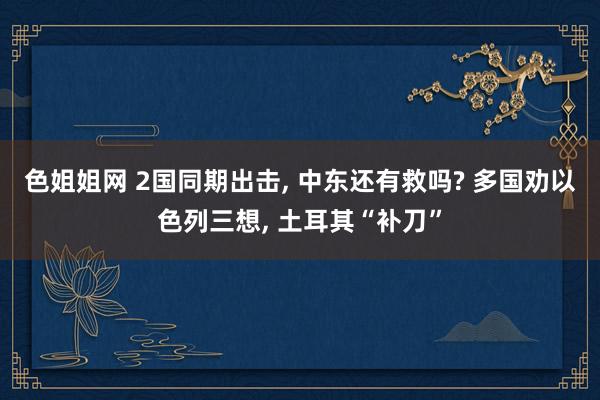 色姐姐网 2国同期出击, 中东还有救吗? 多国劝以色列三想, 土耳其“补刀”