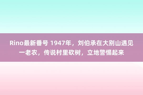 Rino最新番号 1947年，刘伯承在大别山遇见一老农，传说村里砍树，立地警惕起来