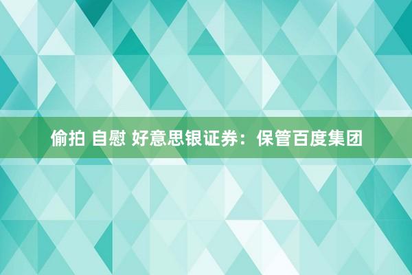 偷拍 自慰 好意思银证券：保管百度集团