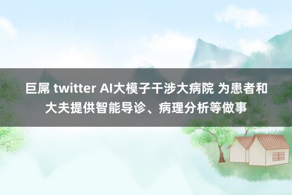 巨屌 twitter AI大模子干涉大病院 为患者和大夫提供智能导诊、病理分析等做事